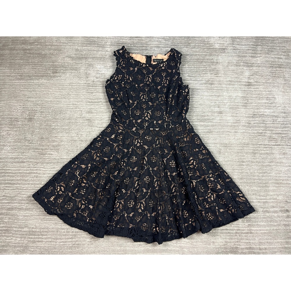 City Triangles Dress Womens 5 Black Floral Lace Skater Fit & Flare 6544-PZ1E